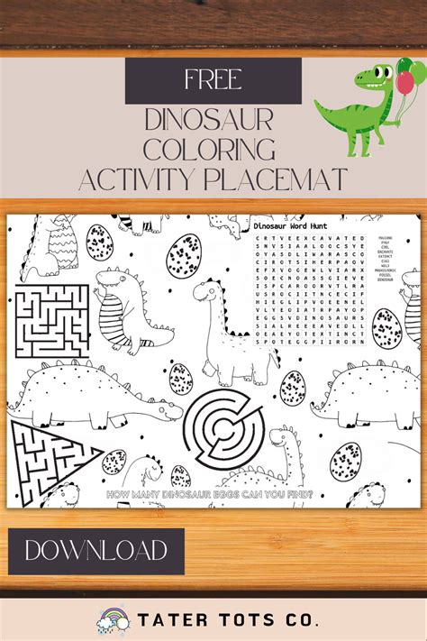 Free Dinosaur Coloring Placemat