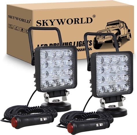 SKYWORLD 2Pcs Led arbeitsscheinwerfer mit magnetfuß 4 Zoll 10cm 48W