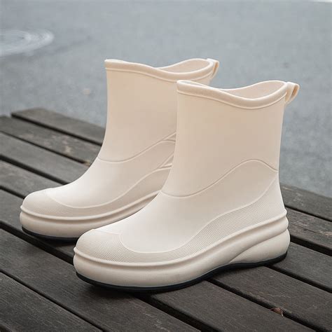 Mid Calf Rain Boots For Womenwaterproof Garden Shoes Anti Slip Rainbootsoutdoor Work Rain