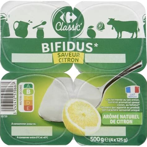 Yaourt Bifidus Saveur Citron Carrefour Classic Les Pots De G