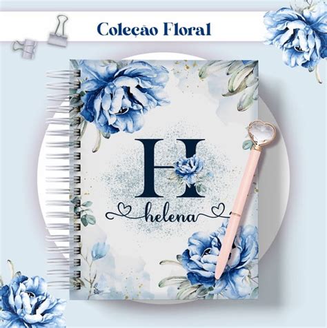 Agenda Floral Azul Datada Arquivo Digital Elo