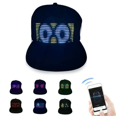 LED Hats LED Display Message Caps LED Light up Customizable BT Hat DIY ...