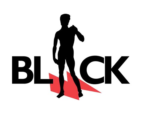 Black Silhouette Of A Naked Man Next To Black Letters And The Symbol Of Thunderbolt In Red
