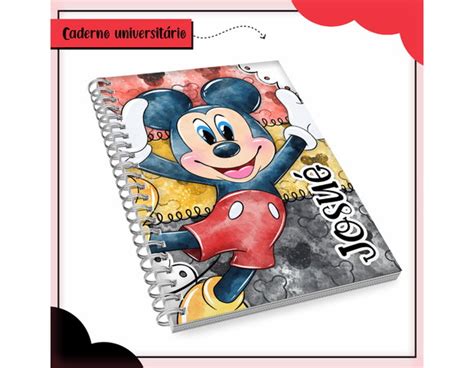 Caderno Pautado A4 10 Matérias No Tema Mickey Elo7