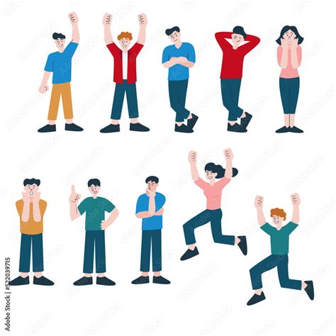 set  people characters  action flat design style cartoon