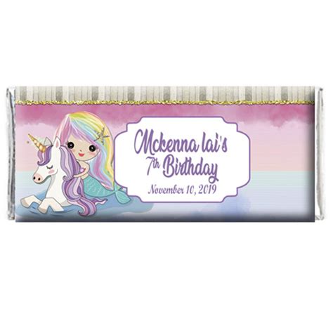 Unicorn Mermaid Chocolate Wrapper The Brat Shack Party Store