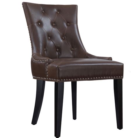 Uptown Tufted Antique Brown Leather Dining Chair Zin Home