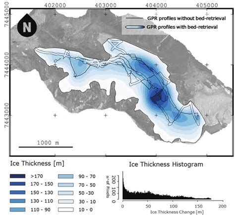 Location Of Ground Penetrating Radar Gpr Profiles And Ice Thickness