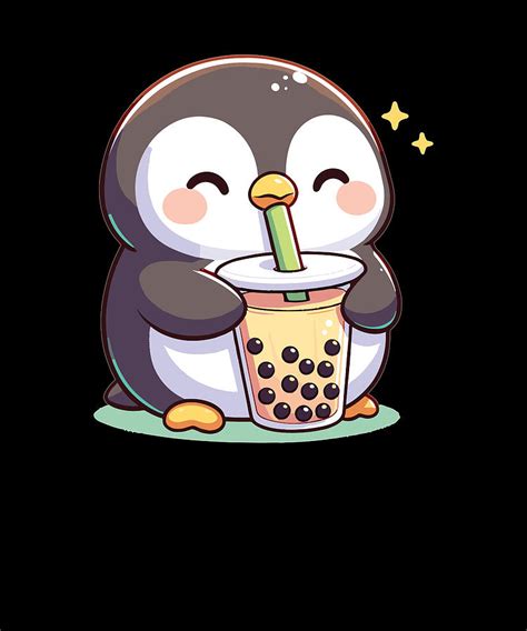 Kawaii Penguins Bubble Tea Boba Penguin Digital Art By Daniel Kern