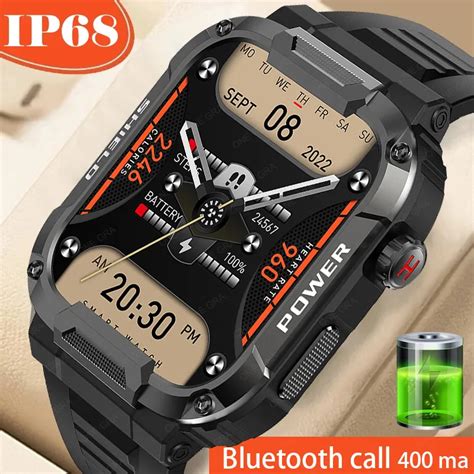 Impermeável Rugged Sports Smart Watch para Homens Chamada Bluetooth