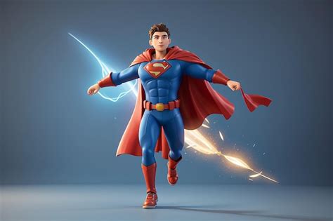 Premium Photo 3d Male Character With Superhero Cape Launching Into Flight