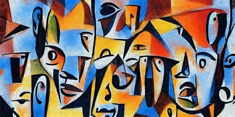 Colorful Background, Cubism Art Style,abstracts Faces Stock Image ...