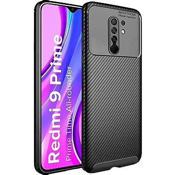 TheGiftKart Rugged Carbon Fibre Armor Back Cover Case For Redmi 9 Prime