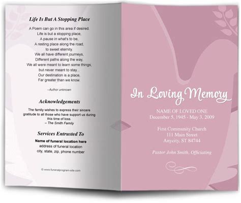 Dove Funeral Program Template | DIY Funeral Programs – Funeral Program-Site Funeral Programs ...