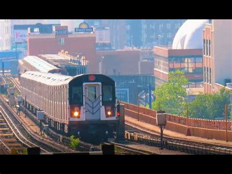 Nyc Subway R Lcl Exp Train Action W Surfers On Train Roofs