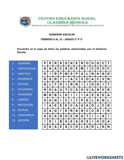 Spanish Word Search Puzzle