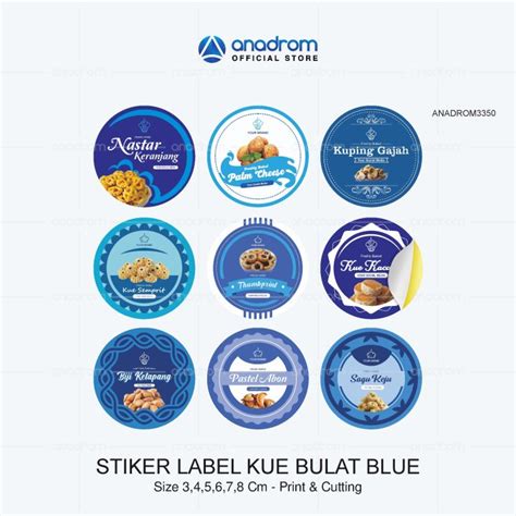 Stiker Label Kue Bulat Blue Sticker Label Kue Kering Anadrom 3350