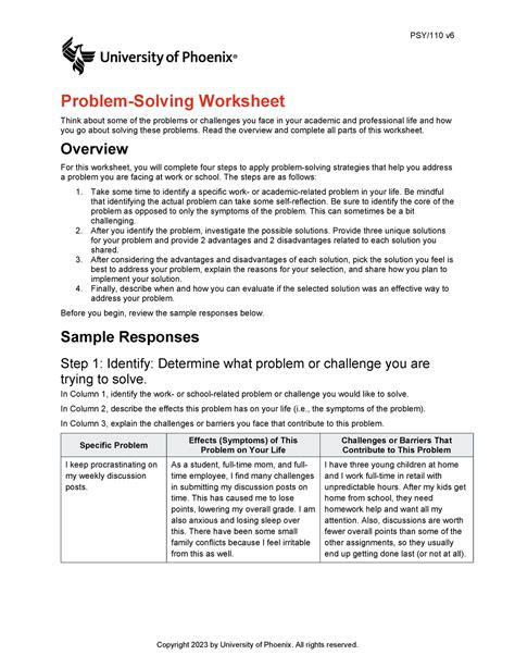 Psy Week Problem Solving Worksheet Psy V Problem Solving