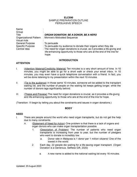 Persuasive Speech For Oral Presentation Elc Sample Preparation