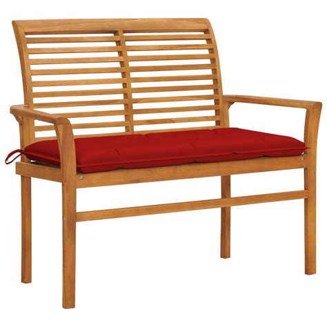 Gartenbank Mit Roter Auflage Cm Massivholz Teak Shoppingxl Ch