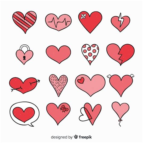 Colección corazones dibujados a mano Vector Gratis