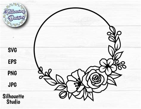 MARCO con FLORES SVG Nº C09 Marco floral Marco circular Etsy España