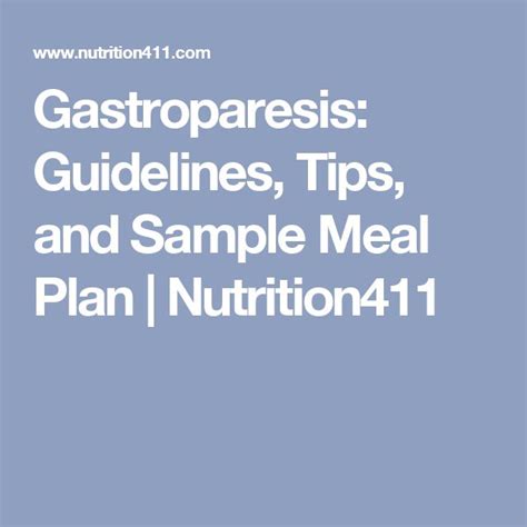 Gastroparesis Guidelines Tips And Sample Meal Plan Sample Meal Plan Gastroparesis