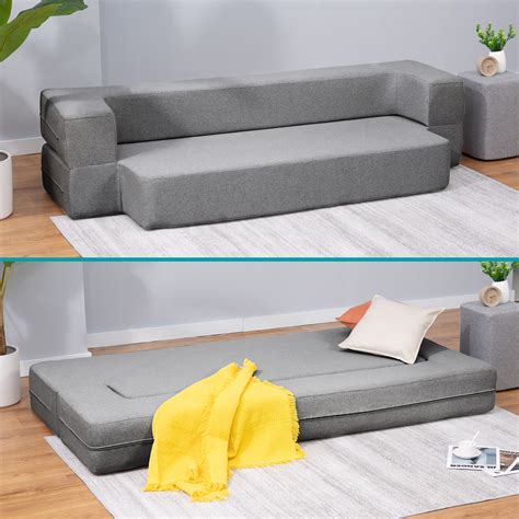 Balus Queen Size Foldable Sofa Bed Ground Futon With Memory Foam Mattress For Guest Home