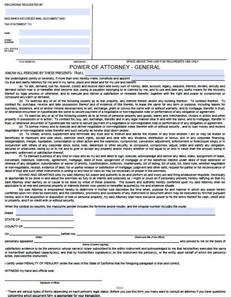 Free California Power Of Attorney Forms Pdf Templates