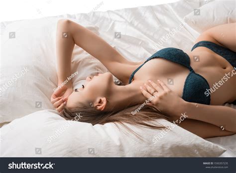 Sexy Brunette Black Lingerie Bed Stock Photo 1590357235 Shutterstock