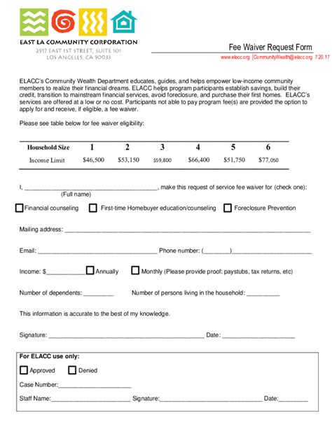 Fillable Online Fee Waiver Request Form Fax Email Print