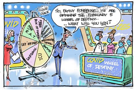 Dean Alston Cartoon Covid Wheel Of Destiny Westpix