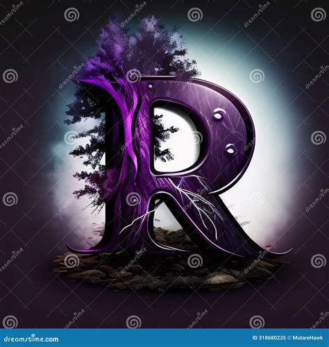 Letter R With A Tree In The Forest 3d Illustration Stock Illustration Illustration Of Symbol