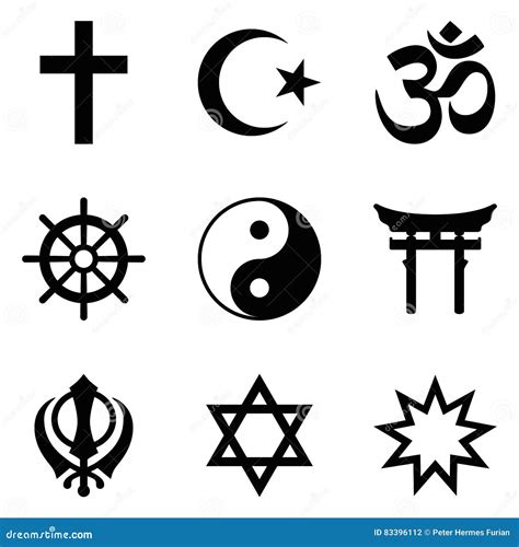 Neuf Symboles Des Religions Du Monde Et Des Groupes Religieux