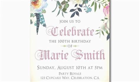 100th Birthday Party Invitation Wording Women 39 S 100th Birthday Invitations 100 Years Old or ...