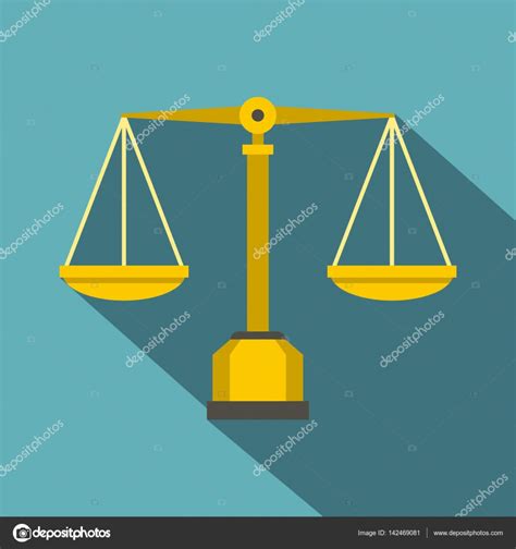 Gold Scales Of Justice Icon Flat Style Stock Vector Image By