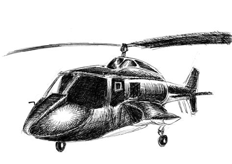 A Black And White Drawing Of A Helicopter