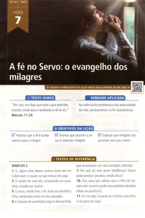 EBD Lição 07 A Fé no Servo O Evangelho dos Milagres 1 Trimestre