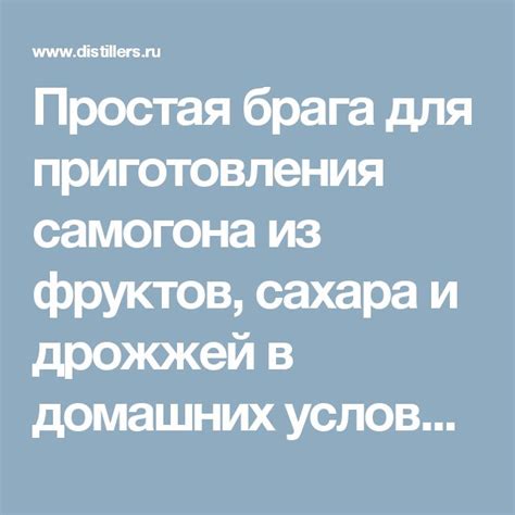 Простая брага для приготовления самогона из фруктов, сахара и дрожжей в ...