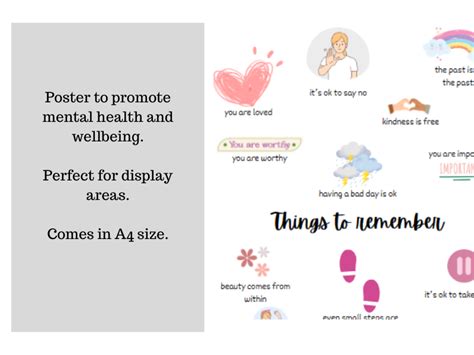 Things To Remember Mental Health Poster Teaching Resources