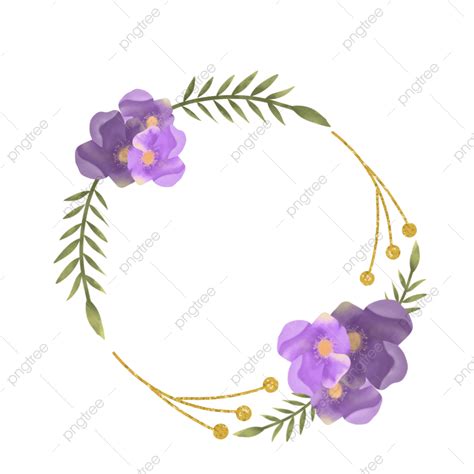 Gambar Karangan Bunga Dengan Daun Cat Air Lingkaran Floral Cat Air Png Transparan Clipart Dan