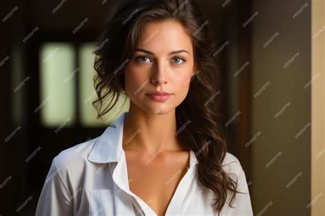 Premium Photo Woman With White Shirt And Tie On Her Neck Generative Ai