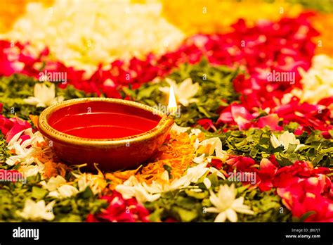 Diwali Diya Decoration With Flowers