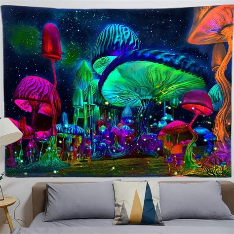 Amazon YUEARN Trippy Mushroom Tapestry Night Sky Aesthetic Home