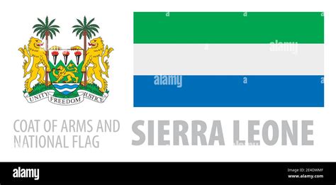 Vector set of the coat of arms and national flag of Sierra Leone Stock ...