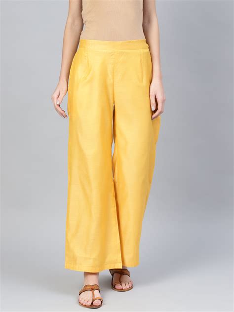 Buy Yellow Palazzo Pant Cotton Silk For Best Price Reviews Free Shipping