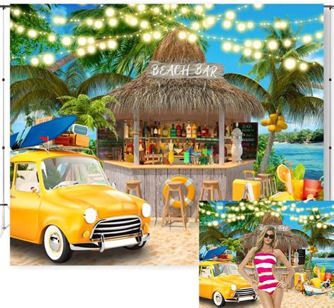 Amazon Caaerttply Hawaiian Beach Bar Backdrop Tropical Palm Tree