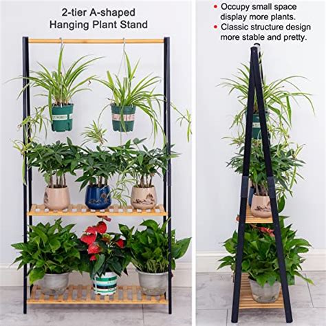 Copree Bamboo Tier Hanging Plant Stand Planter Shelves Flower Pot