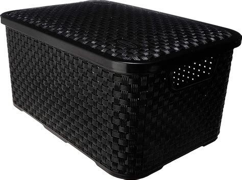 Cesto Organizador Rattan Medio Preto C Tampa Amazon Br