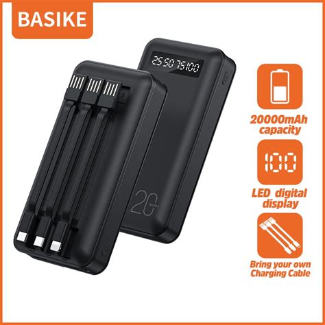 Basike Pt113 Original Power Bank Built In 4 Cables Fast Charging With 3